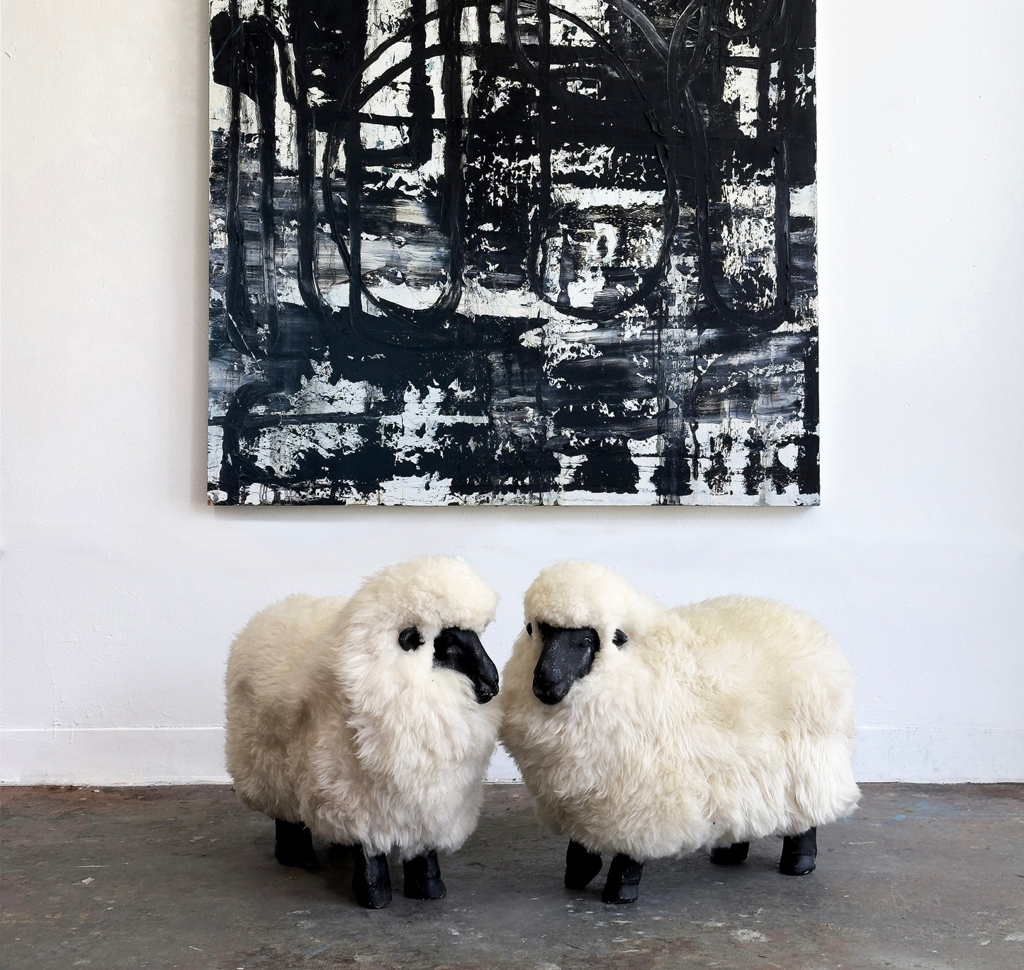 Pair of Lalanne style sheep footstools.