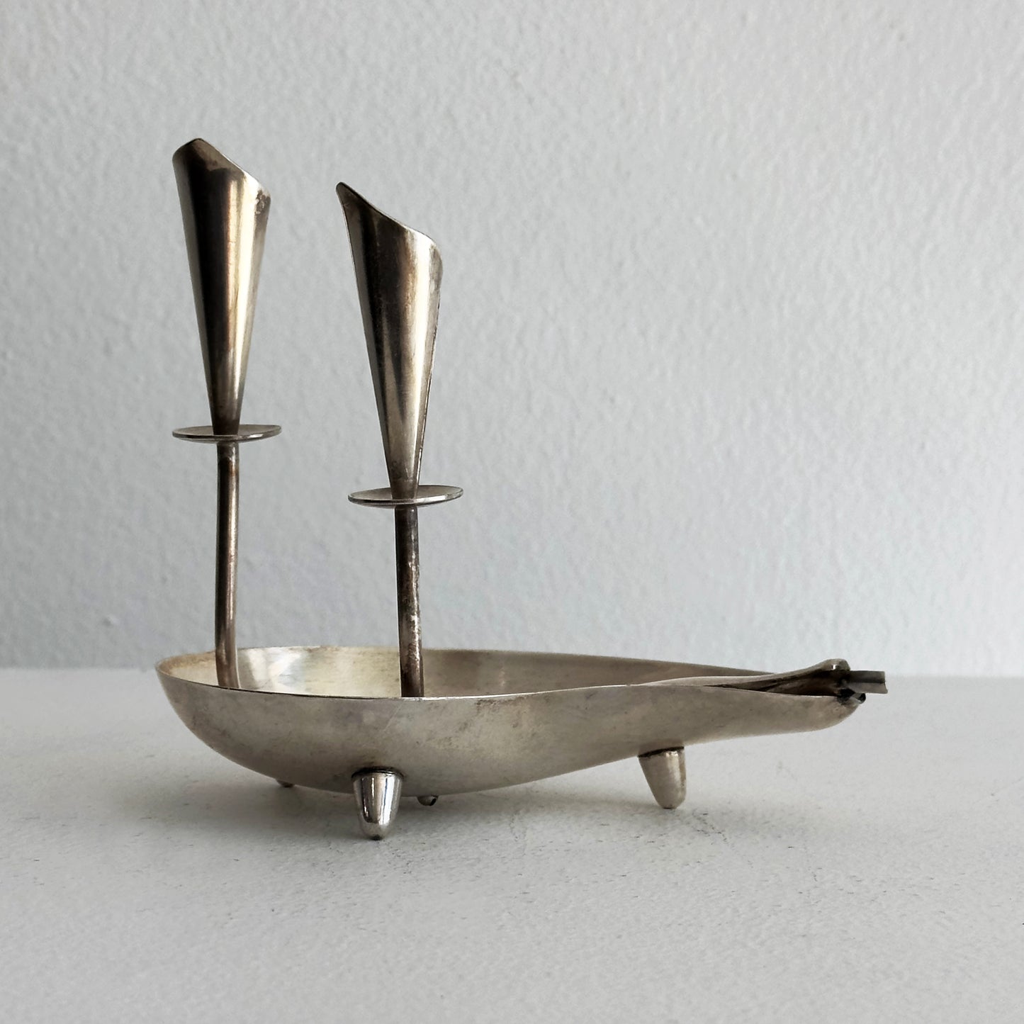 Hans Jensen, calla lily candle holder, in silver plate.